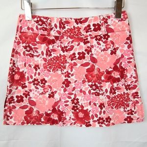 Bright pink y2k floral print mini skort